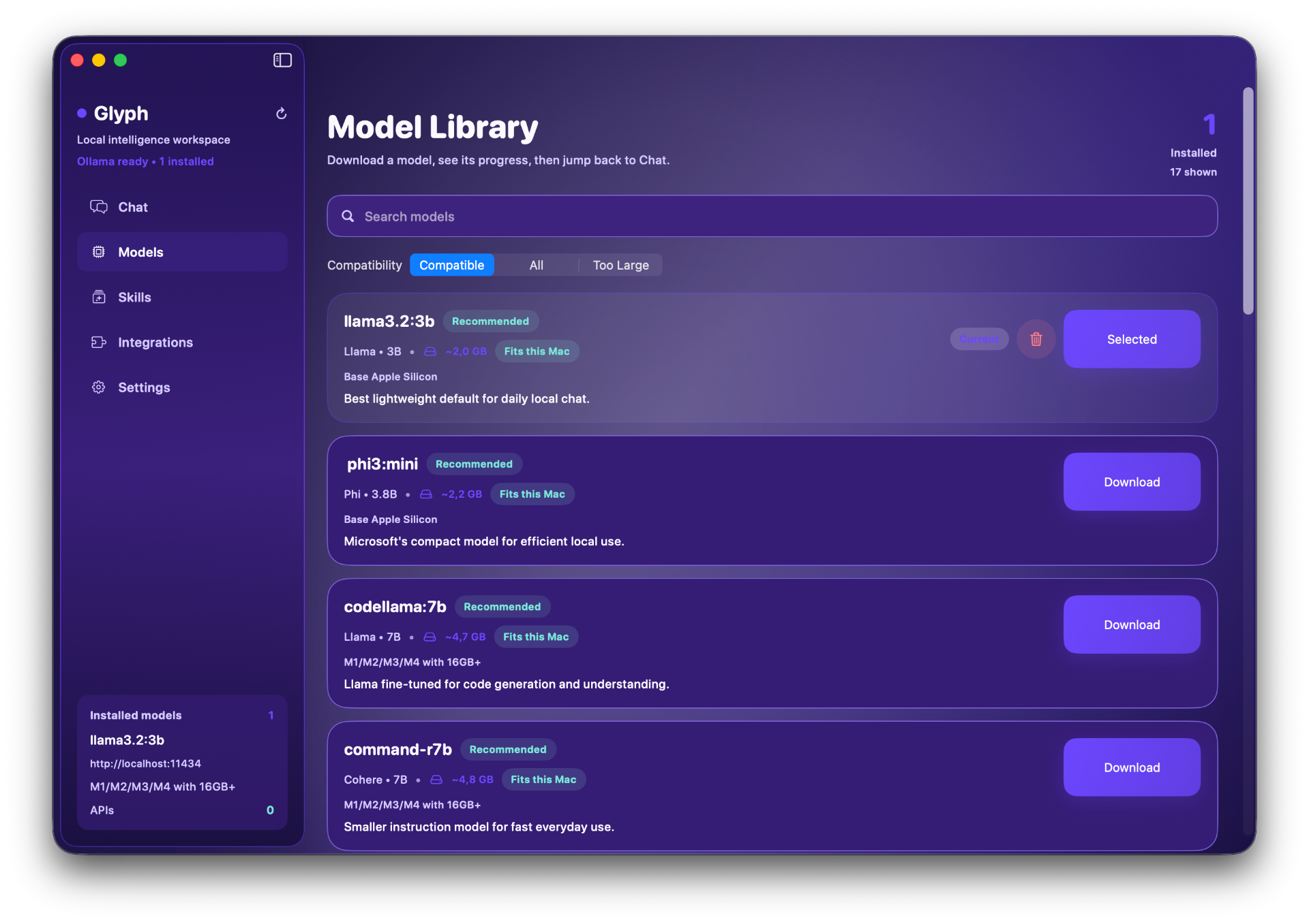 Localy AI model library