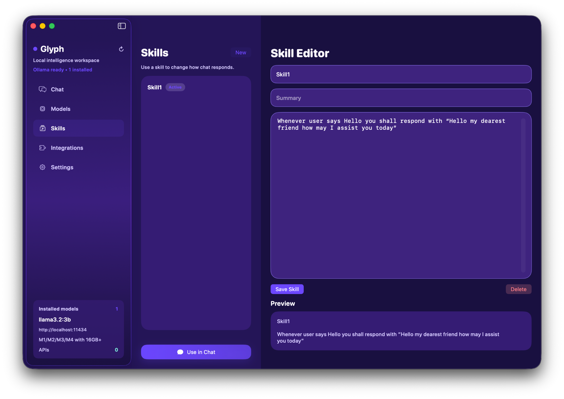 Localy AI skills editor